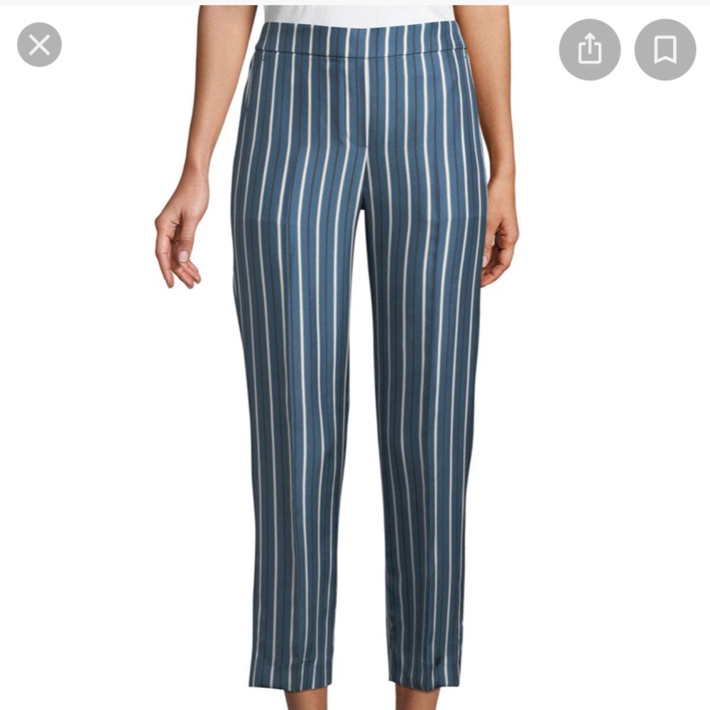 Theory Darby Striped Silk Pull On Pants